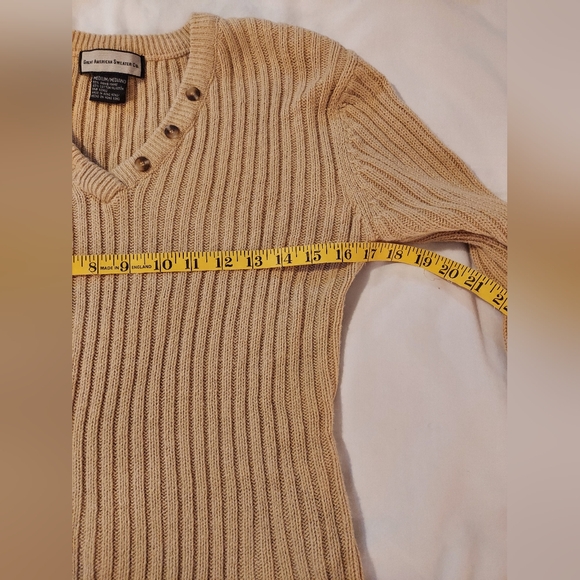 Vintage Women's Tan Cotton Blend Cropped Ribbed Sweater - Picture 5 of 7